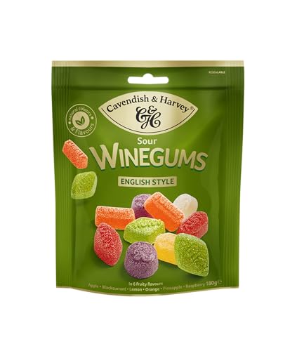 C&H SOUR WINEGUMS F. CONNOISS. 14X180G, saure Weingummis für Kenner C&H SOUR WINEGUMS F. CONNOISS. 14X180G, saure Weingummis für Kenner von Cavendish & Harvey