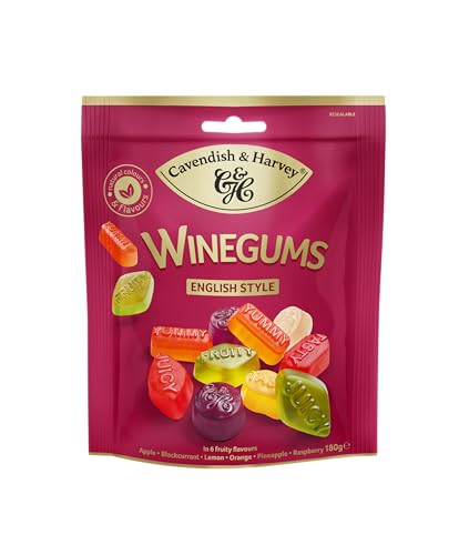 Cavendish & Harvey Winegums 180g English Style | Zitrone, Orange, Apfel, Himbeere, Schwarze Johannisbeere, Ananas | Fruchtige Weingummi | Glutenfrei | 1 x 180g Cavendish & Harvey Winegums 180g English Style | Zitrone, Orange, Apfel, Himbeere, Schwarze Johannisbeere, Ananas | Fruchtige Weingummi | Glutenfrei | 1 x 180g von Cavendish & Harvey