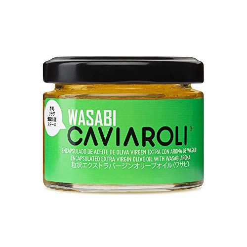 Caviaroli - Perlen aus Nativen Olivenöl Virgen Extra mit Wasabi - Gourmet Olive Oil in Caviar Form für Dressing oder Garnierung - 50 g Caviaroli - Perlen aus Nativen Olivenöl Virgen Extra mit Wasabi - Gourmet Olive Oil in Caviar Form für Dressing oder Garnierung - 50 g von Caviaroli