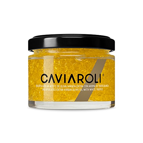 Caviaroli - Perlen aus Nativen Olivenöl Virgen Extra mit Weißem Trüffel - Gourmet Olive Oil in Caviar Form für Dressing oder Garnierung - 50 g von Caviaroli