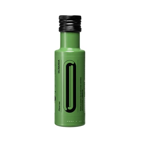 Piparra-Sauce. Sauce auf Basis grüner Oliven und Piparra. Eingelegter grüner Olivensaft mit einem Hauch Piparras. OLIQUIDA ist eine neue Sauce für Olivenliebhaber. 100-ml-Behälter. Saucen. von Caviaroli