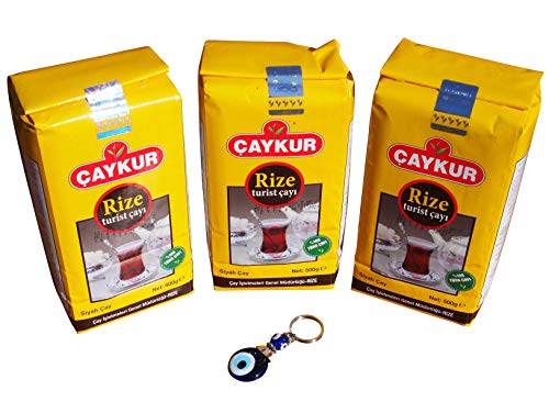 3 x 500g Caykur Rize Turist Tee - Schwarzer loser Türkischer Tee + Orient-Feinkost Nazar Schlüsselanhänger von Caykur