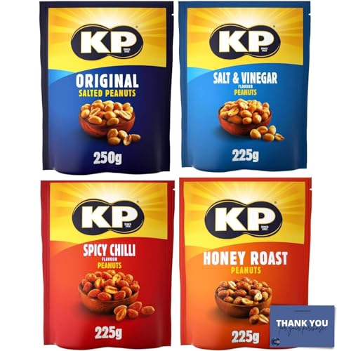 Cc1st Customers Come 1st Nuts Share Bag Variety Pack enthält original gesalzene Erdnüsse (250 g), Honig geröstete Erdnüsse (225 g), Salz- und Essiggeschmack (225 g) und würzigen Chili-Geschmack (225 von Cc1st Customers Come 1st