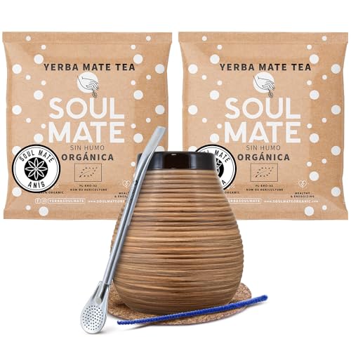 Guarani Energia con Guarana Mate Tee Set mit Zubehör | Stimulierende Mate Tee mit Guarana | Kalebasse, Bombilla und Zubehör | Natürliches Koffein | Paraguayische Mate Tee | 500g | 0,5kg von Cebador