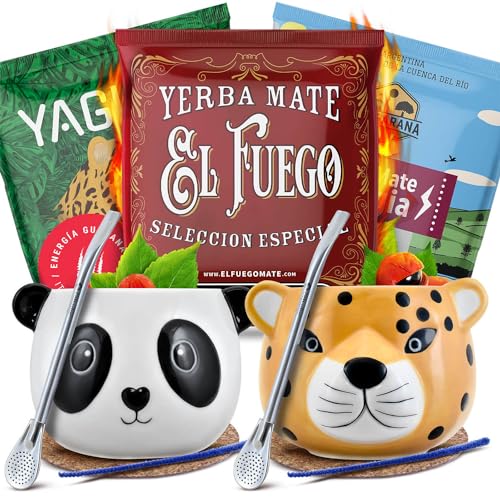 Zubehörset Mate Tee mit Proben für zwei Personen | Yaguar, El Fuego, Rio Parana | Energia Guarana | Calabash, bombilla und Zubehör | Original Mate Tee | Natürliches Koffein | 3x50g Zubehörset Mate Tee mit Proben für zwei Personen | Yaguar, El Fuego, Rio Parana | Energia Guarana | Calabash, bombilla und Zubehör | Original Mate Tee | Natürliches Koffein | 3x50g von Cebador