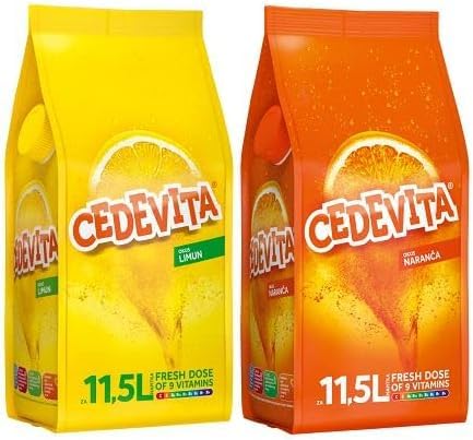 Cedevita Zitrone/Cedevita Orange (limun/narandza) 9 Vitamine, Instant Pulver Vitamin Getränke Mix 2 x 900 g, macht 23 L Saft alkoholfreie von Cedevita Generic kidsnado