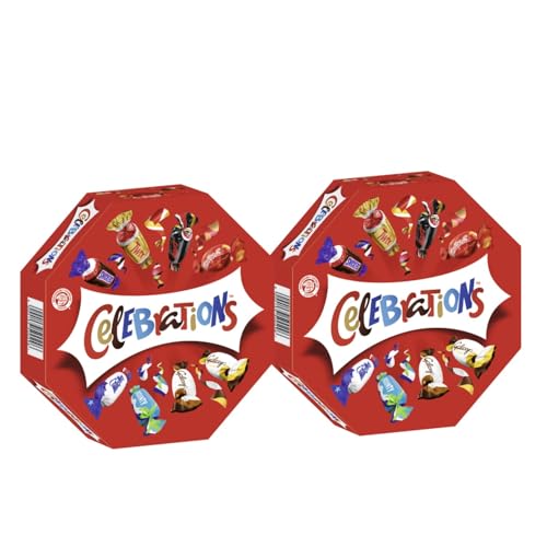 CELEBRATIONS Geschenkbox 2x 269g Geburtstag Weihnachten Keks mit Milchschokolade Mars Snickers Twix Bounty Milky Way Galaxy Caramel Maltesers Teasers von Celebrations