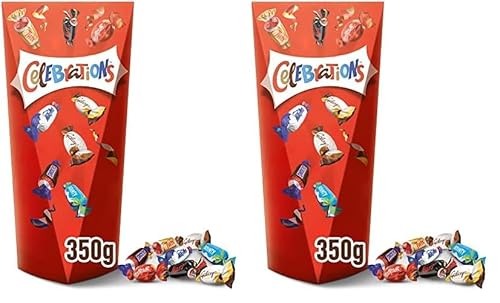 Celebrations Pop Geschenkbox, Mini-Schokoriegel Mix Snickers, Twix und mehr, Neue Geschenkverpackung mit praktischer Öffnung, 1 x 350g Packung (Packung mit 2) von Celebrations
