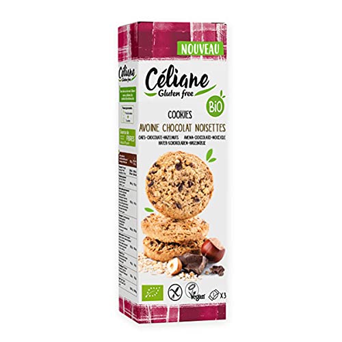 Celiane - Haselnuss-Hafer-Cookies mit Schokostückchen glutenfrei - 120 g - 6er Pack von Celiane