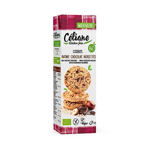 Celiane - Haselnuss-Hafer-Cookies mit Schokostückchen glutenfrei - 120 g - 6er Pack von Celiane