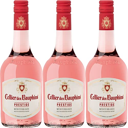 Cellier des Dauphins Prestige Rosé Méditerranée IGP Piccolo Roséwein Wein Cuvée trocken Frankreich I Visando Paket (3 Flaschen) von Cellier des Dauphins