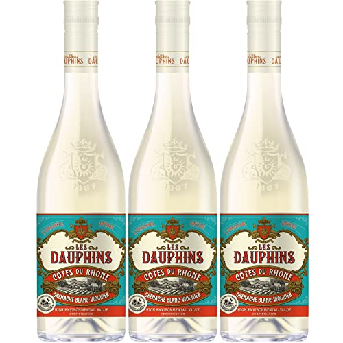 Les Dauphins Blanc Weißwein Wein Cuvée trocken Frankreich I Visando Paket (3 Flaschen) von Cellier des Dauphins