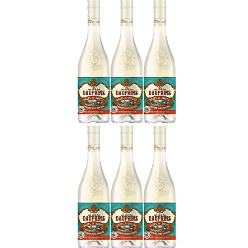 Les Dauphins Blanc Weißwein Wein Cuvée trocken Frankreich I Visando Paket (6 Flaschen) von Cellier des Dauphins
