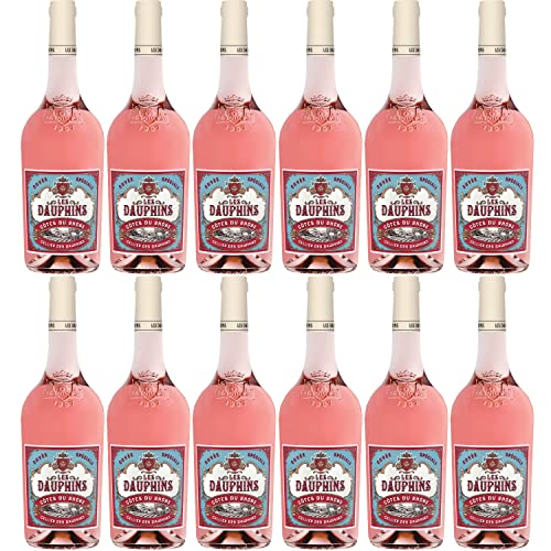Les Dauphins Rosé Roséwein Wein Cuvée trocken Frankreich I Visando Paket (12 Flaschen) von Cellier des Dauphins