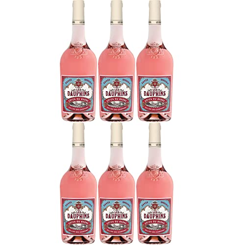 Les Dauphins Rosé Roséwein Wein Cuvée trocken Frankreich I Visando Paket (6 Flaschen) von Cellier des Dauphins