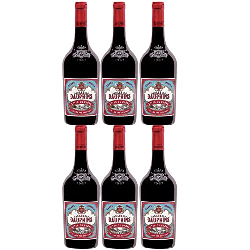 Les Dauphins Rouge Rotwein Wein Cuvée trocken Frankreich I Visando Paket (6 Flaschen) von Cellier des Dauphins