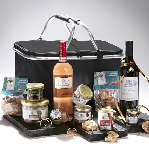 Cellier du Périgord - Gourmand Korb – Kühlkorb Gourmand 2023 – Gourmand Box – Besonderes Weihnachtsgeschenk – Korb gefüllt zum Verschenken von Cellier du Périgord
