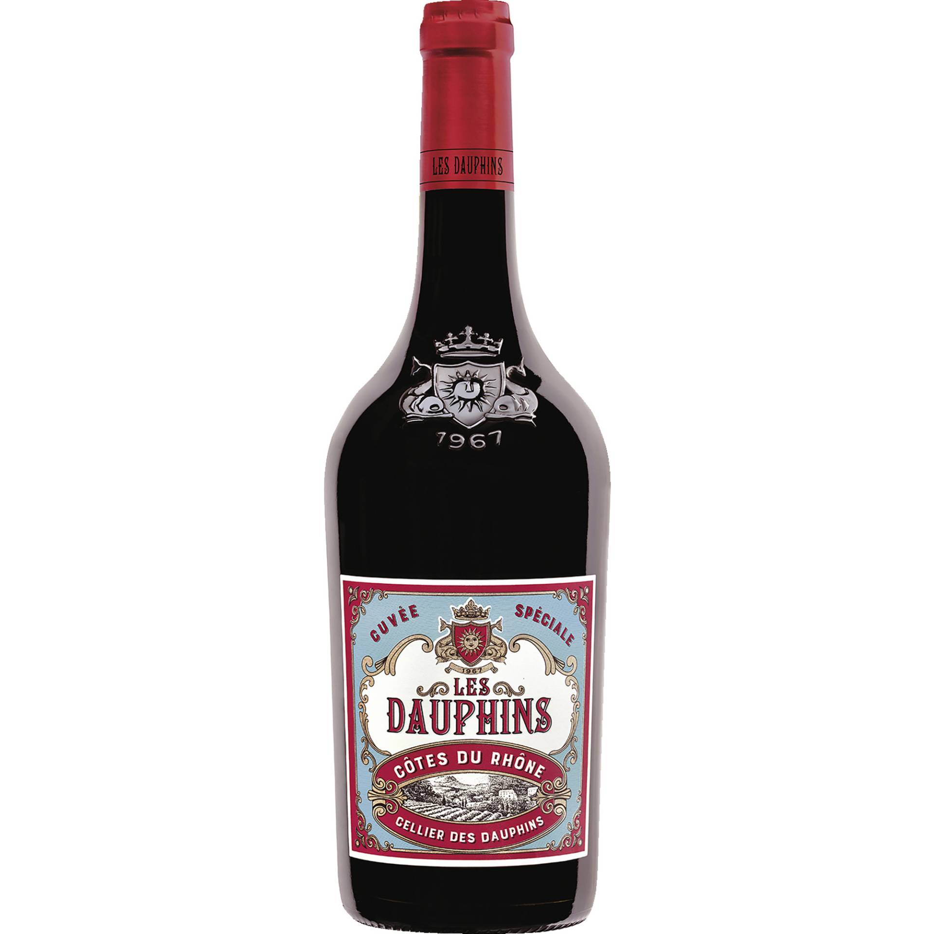 Les Dauphins Cuvée Spéciale Rouge, Côtes du Rhône AOP, Rhône, 2021, Rotwein von Celliers des Dauphins,26790,Tulette,Frankreich