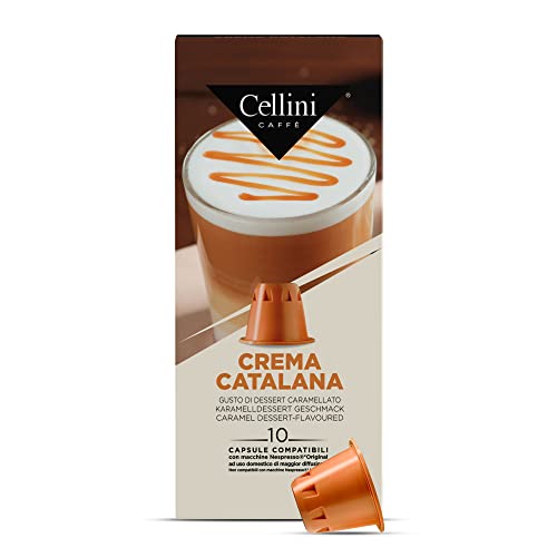 Caffè Cellini Catalan Creme Nespresso Compatible Capsules - 100pcs | Nespresso Compatible Capsules für ein Dessert-Getränk mit Karamellgeschmack | Nespresso Compatible Capsules von Cellini