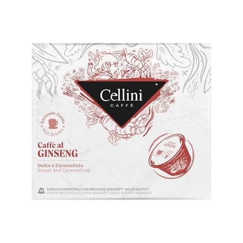 Caffè Cellini Dolce Gusto Ginseng-kompatible Kaffee-Kapseln - 90St. | Dolce Gusto Ginseng-kompatible Kaffee-Kapseln mit Karamell-Nachgeschmack| Dolce Gusto Kompatible Kapseln von Cellini