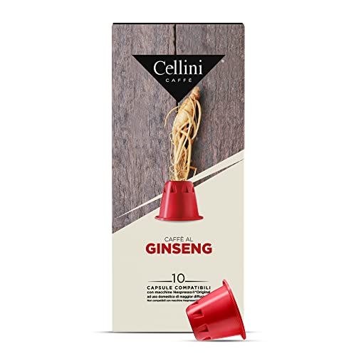 Caffè Cellini Nespresso Compatible Ginseng Kapseln - 100 Stück | Nespresso Compatible Capsules Sweet Taste Ginseng Coffee With Caramel Aftertaste | Nespresso Compatible Capsules von Cellini