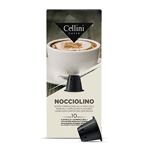 Caffè Cellini kompatible Nespresso Kaffeekapseln Haselnuss - 100 Stück | Nespresso kompatible Kapseln mit überraschend süßem Geschmack und zartem Schaum | Nespresso kompatible Kapseln von Cellini