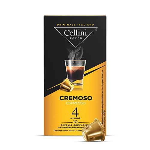 Kaffee Cellini Nespresso-kompatible Kapseln - Cremig 100 Stück | Nespresso-kompatible Kaffeekapseln mit süßen und fruchtigen Noten | Kompatible Nespresso-Kapseln von Cellini