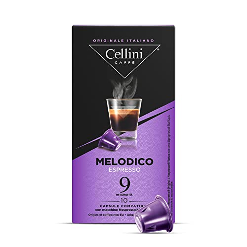 Kaffee Cellini Nespresso-kompatible Kapseln - Melodico 100 Stück | Kaffeekapseln Mit Bitteren Kakaoaromen von Cellini