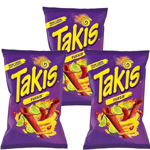 Takis Fuego (100g) - Hot Chilli Pepper Tortilla Chips (3 x 100g) von Cengo's