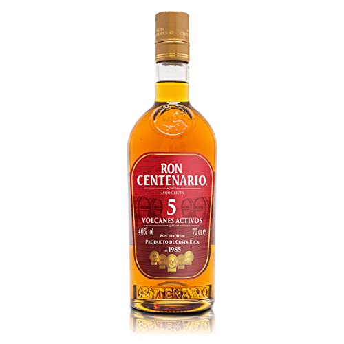 Ron Centenario 5 Añejo Selecto - Gereift in Scotch-Whisky-Eichenfässern - Geschmacksnoten von Vanille, Früchten und Holz - Centenario ist bekannt als "The Spirit of Costa Rica" - 40% vol - 1x700 ML von Centenario