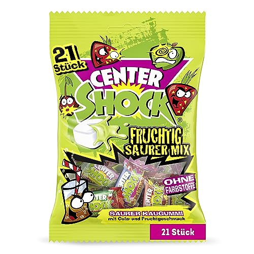 Center Shock Sour Mix, Packung mit 21 extra-sauren Kaugummis, verschiedenen Sorten mit Cola- & Frucht-Geschmack, perfekt für Geburtstag & Pinata, 90g von Center Shock