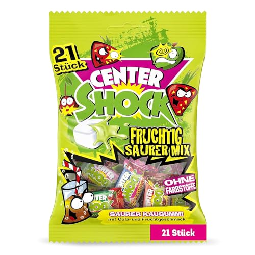 Center Shock Sour Mix, Packung mit 21 extra-sauren Kaugummis, verschiedenen Sorten mit Cola- & Frucht-Geschmack, geeignet für Geburtstag & Weihnachten, 90g Center Shock Sour Mix, Packung mit 21 extra-sauren Kaugummis, verschiedenen Sorten mit Cola- & Frucht-Geschmack, geeignet für Geburtstag & Weihnachten, 90g von Center Shock