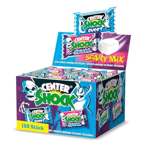 Center Shock Scary Mix, Box mit 100 Kaugummis, extra-sauer mit verschiedenen Sorten, perfekt für Geburtstag, Pinata, Candy-Bar & Schultüte, geeignet für Geburtstag & Weihnachten, 400g Center Shock Scary Mix, Box mit 100 Kaugummis, extra-sauer mit verschiedenen Sorten, perfekt für Geburtstag, Pinata, Candy-Bar & Schultüte, geeignet für Geburtstag & Weihnachten, 400g von Center Shock