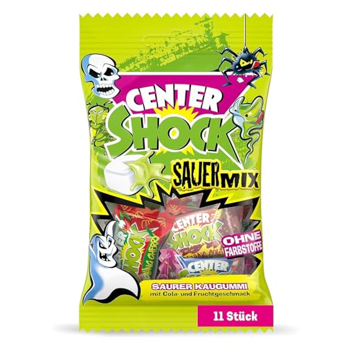 Center Shock Sour Mix, Packung mit 11 extra-sauren Kaugummis, verschiedenen Sorten mit Cola- & Frucht-Geschmack, ideal für Geburtstag & Pinata, 44g von Center Shock