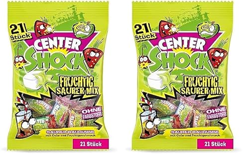 Center Shock Sour Mix, Packung mit 21 extra-sauren Kaugummis, verschiedenen Sorten mit Cola- & Frucht-Geschmack, perfekt für Geburtstag & Halloween, 90g (Packung mit 2) von Center Shock