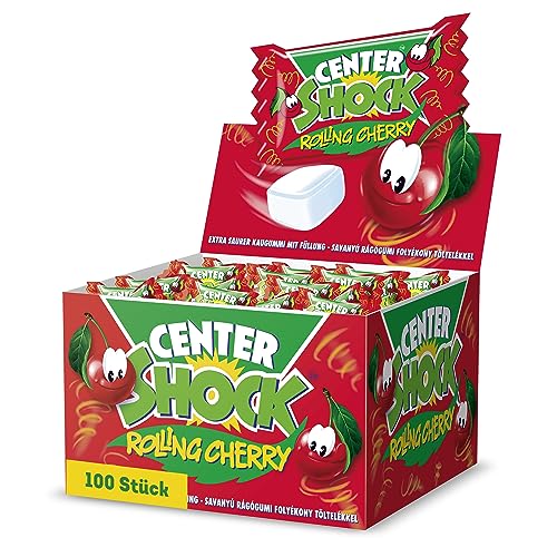 Center Shock Rolling Cherry, 3 Boxen mit je 100 Kaugummis, Kirsche-Mix extra sauer von Center Shock