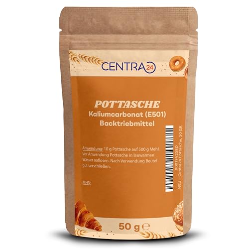 Centra24 Pottasche 50g, fein granuliert, Kaliumcarbonat E501, für Lebkuchen, Gebäck, Torten, Weihnachten, Küche, Backen, Triebmittel von Centra24