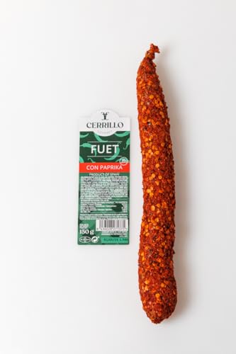 Cerrillo Fuet Con Paprika - spanische gereifte Salami umhüllt von Paprika (1 x 150 gr) von Cerrillo Gourmet
