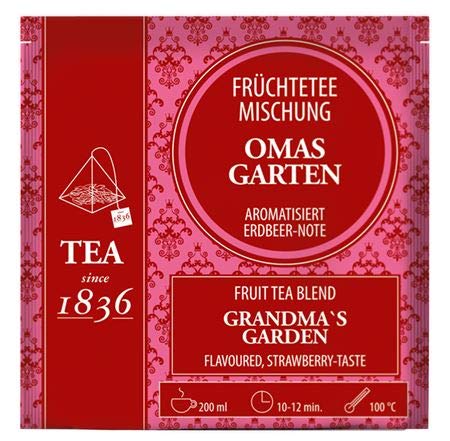 Früchteteemischung Oma´s Garten Erdbeer-Note aromatisiert 50 Pyramidenbeutel im Sachet à 4 g von Cha Cult