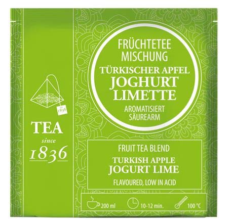 Früchteteemischung Türkischer Apfel Joghurt-Limette aromatisiert 50 Pyramidenbeutel im Sachet à 5 g von Cha Cult