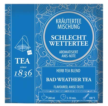 Kräuterteemischung Schlechtwettertee Anis-Note aromatisiert 50 Pyramidenbeutel im Sachet à 3 g von Cha Cult