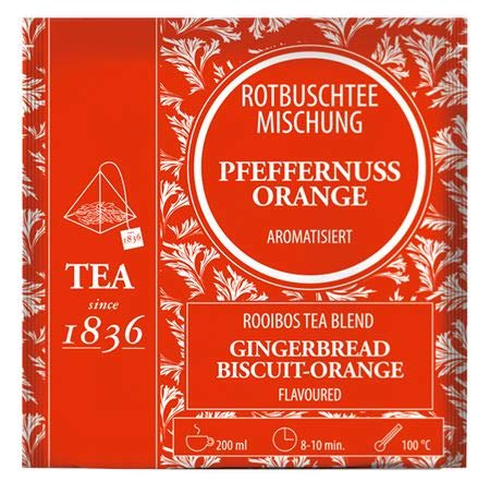 Rotbuschteemischung Pfeffernuss-Orange aromatisiert 50 Pyramidenbeutel im Sachet à 3,5 g von Cha Cult