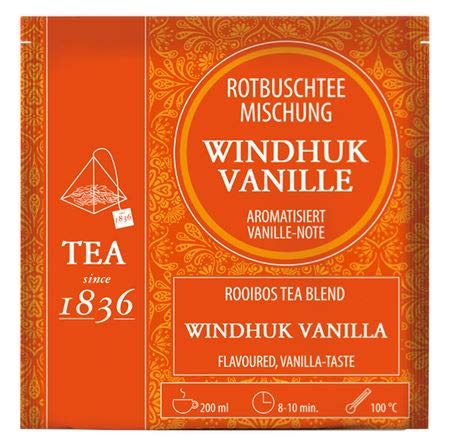 Rotbuschteemischung Windhuk Vanille aromatisiert 50 Pyramidenbeutel im Sachet à 3,5 g von Teemando