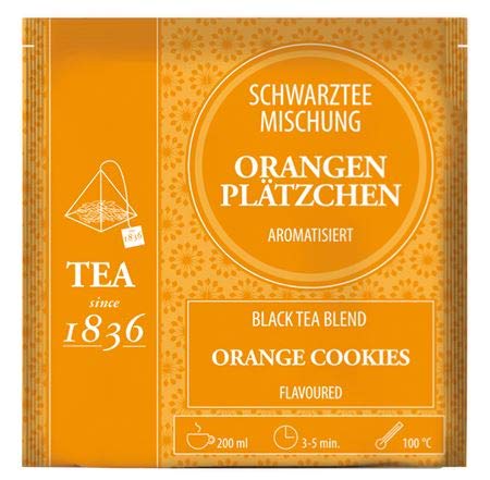 Schwarzteemischung Orangenplätzchen aromatisiert 50 Pyramidenbeutel im Sachet à 3,5 g von Teemando