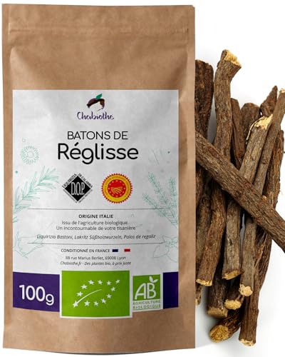 BIO Lakritz Süßholzwurzeln Sticks 100g (12 Stöcke mindestens) von Chabiothé