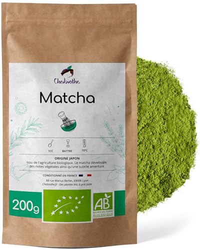 Chabiothé - Matcha BIO 200g - Herkunft Japan und biologisch abbaubares Sachet - Matcha Grüntee Pulver von Chabiothé