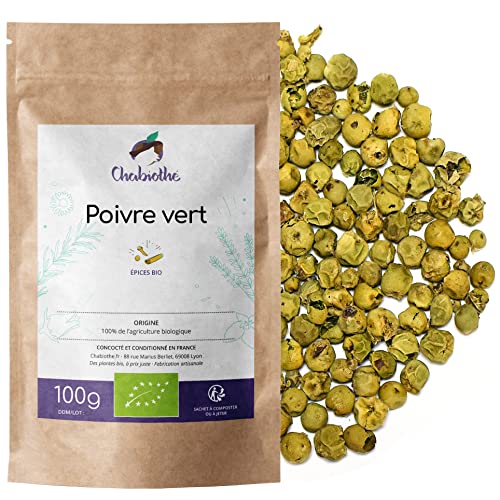 Grüner Bio Pfeffer 100 g - Vollkorn - biologisch abbaubarer Beutel von Chabiothé