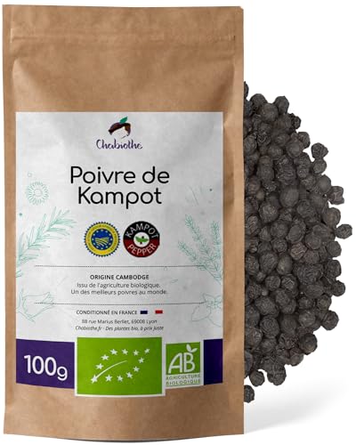 Schwarzer BIO Kampot Pfeffer 100g - Chabiothé - Ganze Körner von Chabiothé