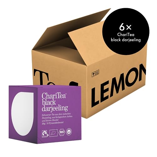 ChariTea Black Darjeeling in Pyramiden Beutel - 10 Teebeutel je Packung - Bio Schwarztee - Fair Trade, Vegan (6 Packungen) von ChariTea