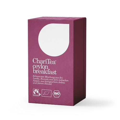 ChariTea Ceylon Breakfast in Beutel - 20 Teebeutel je Packung - Bio Schwarztee - Fair Trade, Vegan von ChariTea
